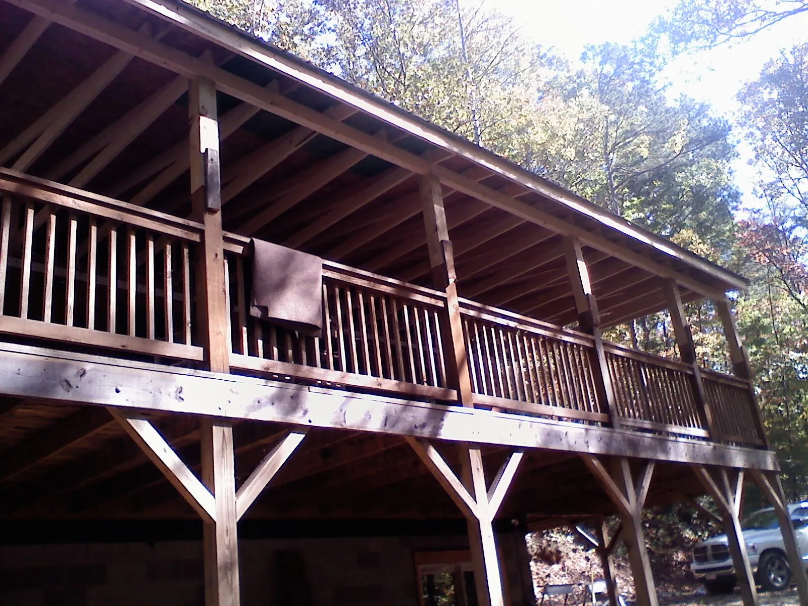 Timber framing under a new elevated porch and deck — Roof Leak Repair in Cranbury by Roofing Brothers